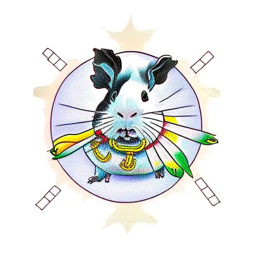 guinea pig and white lillies tattoo design idea