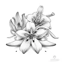 guinea pig and white lillies tattoo design idea