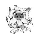guinea pig and white lillies tattoo design idea