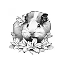 guinea pig and white lillies tattoo design idea