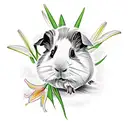 guinea pig and white lillies tattoo design idea