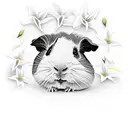 guinea pig and white lillies tattoo design idea