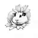 guinea pig and white lillies tattoo design idea