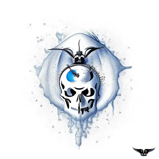 crows , skulls , watches, Lucifer tear drop tattoo design idea