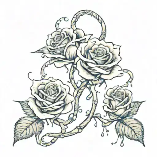 melting roses dna strand morphing tattoo design idea