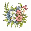 sweetpea gladiolus larkspur and cosmos  tattoo design idea