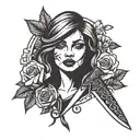 rose licking knife tattoo design idea