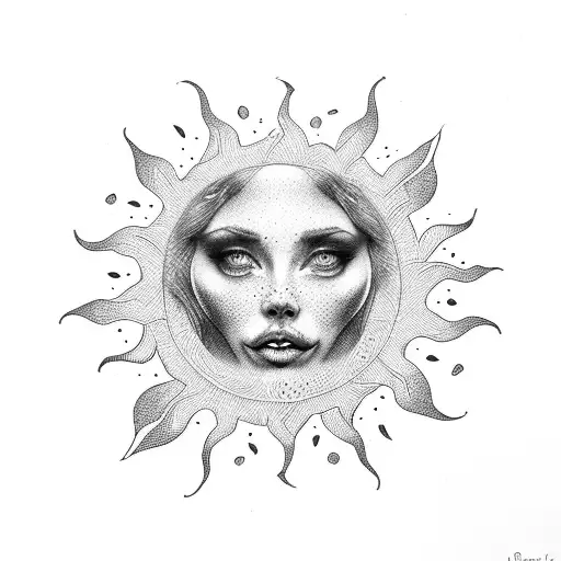 sun with berry  tattoo design idea