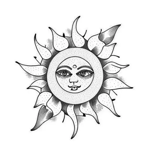 sun with berries tattoo design idea