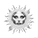 sun with berry  tattoo design idea