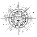 sun with berries tattoo design idea