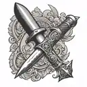 map, stoic, commando dagger tattoo design idea