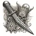 map, stoic, commando dagger tattoo design idea