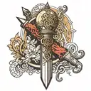 map, stoic, commando dagger tattoo design idea