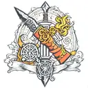 map, stoic, commando dagger tattoo design idea