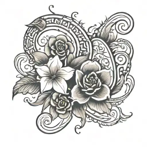 Leilani written cursive tattoo design featuring iconic symbols tattoo design idea