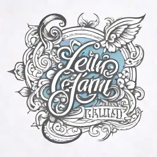 Leilani written cursive tattoo design featuring iconic symbols tattoo design idea
