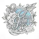 Leilani written cursive tattoo design featuring iconic symbols tattoo design idea