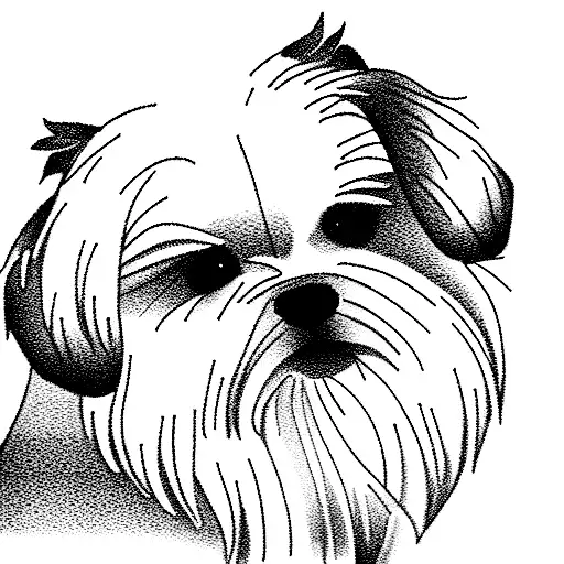 female japanese spitz x shih tzu puppy tattoo design idea