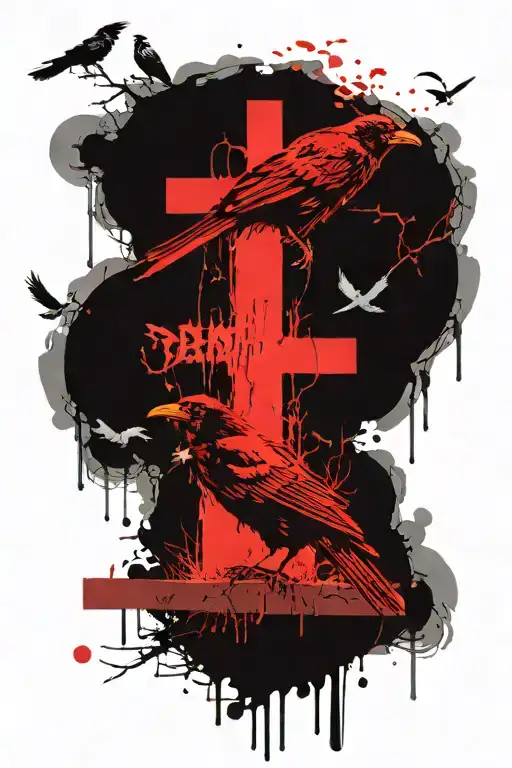 Death Japan Crows Tombstone tattoo design idea