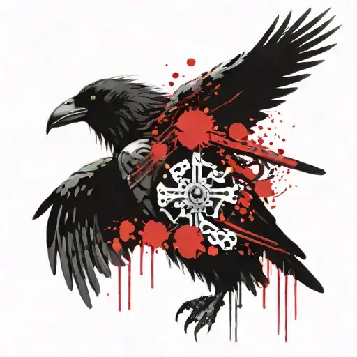 Crow cemetery Japan Viking warrior samurai Ronnin tattoo design idea