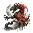 Death cliff sun mountain dragon samurai and dragon tattoo design idea