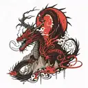 Death cliff sun mountain dragon samurai and dragon tattoo design idea