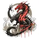 Death cliff sun mountain dragon samurai and dragon tattoo design idea