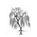 weeping willow tree tattoo design idea