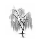 weeping willow tree tattoo design idea
