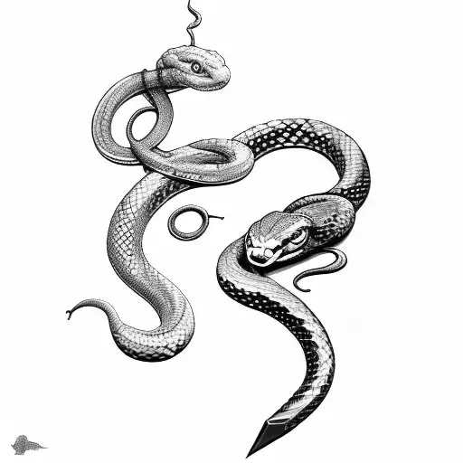 sword with snake wrapped around  tattoo design idea