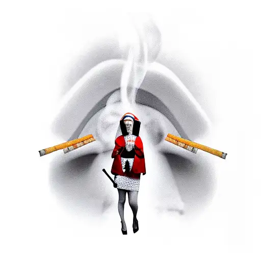 smoking nun tattoo design idea