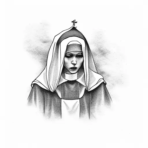 smoking nun tattoo design idea