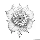 sun flower, fern, hydrangea, pink dogwood tattoo design idea
