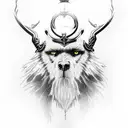 Odin in front of Yggdrasil with dead trees and ravens tattoo design idea