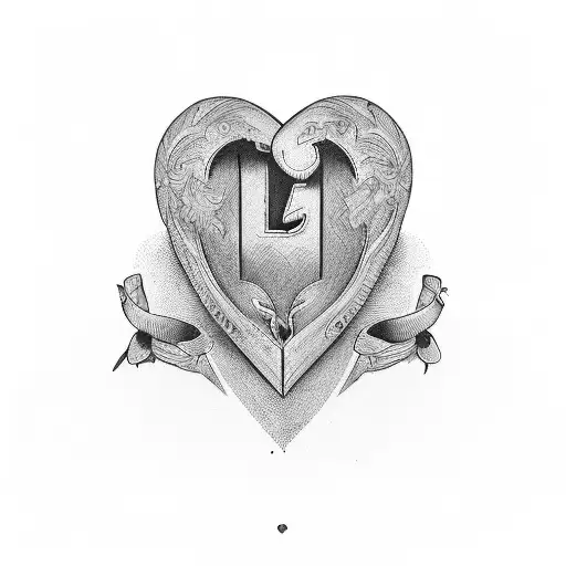 HEART including the letters P M M C J V tattoo design idea
