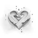 HEART showing the letters P M M C J V tattoo design idea