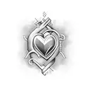 HEART showing the letters P M M C J V tattoo design idea