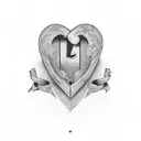 HEART including the letters P M M C J V tattoo design idea