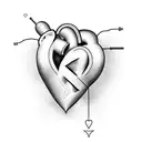 HEART including the letters P M M C J V tattoo design idea