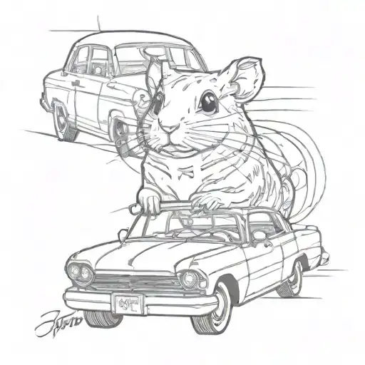 hamster driving 2003 chevy impala tattoo design idea