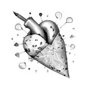 A map of Italy shaped like a heart with a feather quill pen tattoo design idea