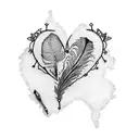 A map of Italy shaped like a heart with a feather quill pen tattoo design idea