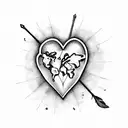 A map of Italy shaped like a heart with a feather quill pen tattoo design idea