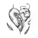 A map of Italy shaped like a heart with a feather quill pen tattoo design idea