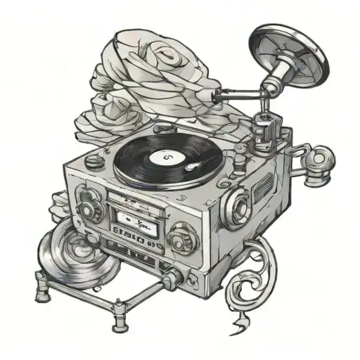 Record player, music themed tattoo tattoo design idea