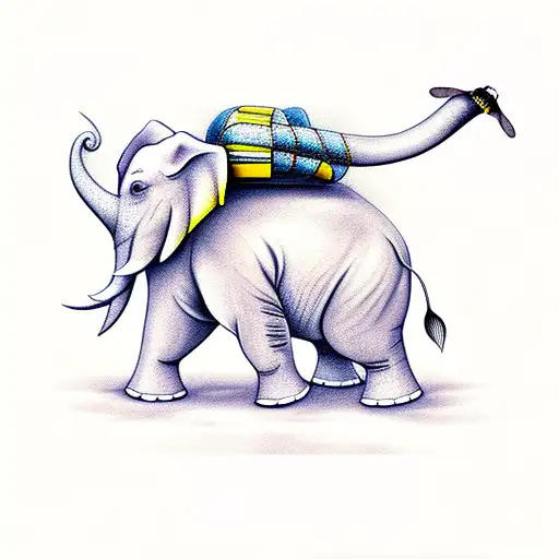 Elephant, WHALE AND BUMBLEBEE tattoo design idea