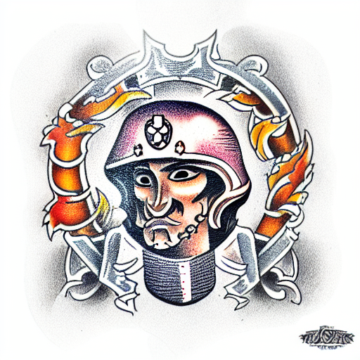 Bust of a knight tattoo design idea