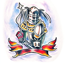 Medieval knight tattoo design idea