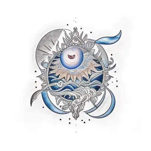 Luna, sol y estrella  tattoo design idea